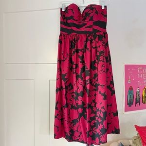 Red and black strapless Tibi dress